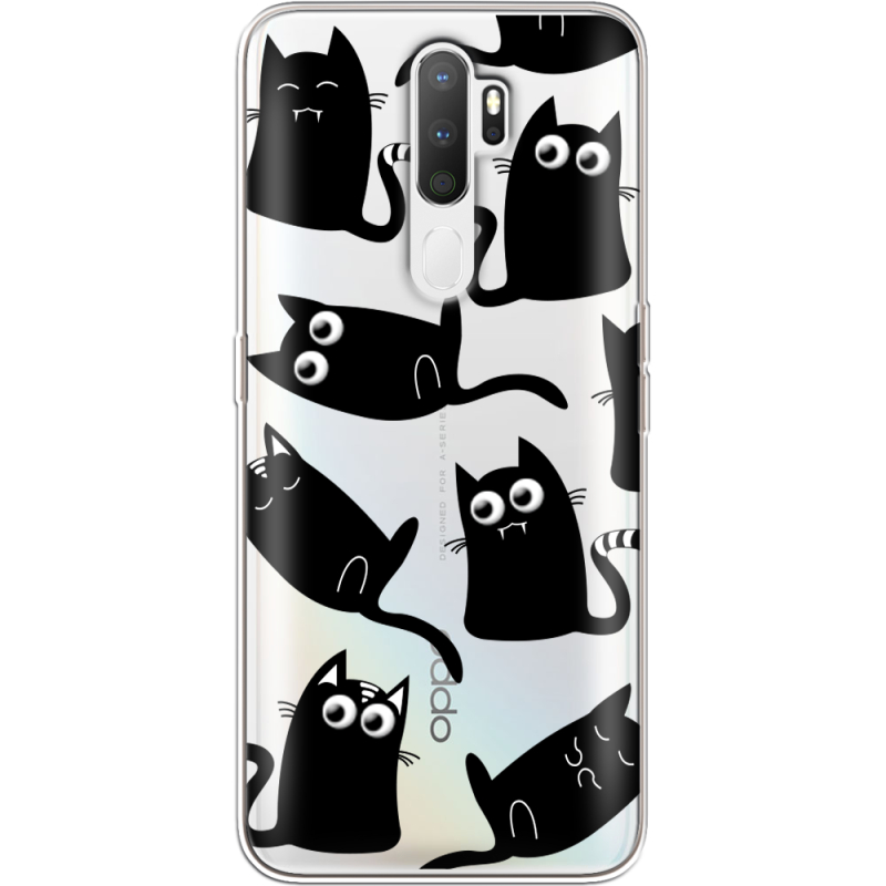 Прозрачный чехол Uprint OPPO A5 2020 с 3D-глазками Black Kitty