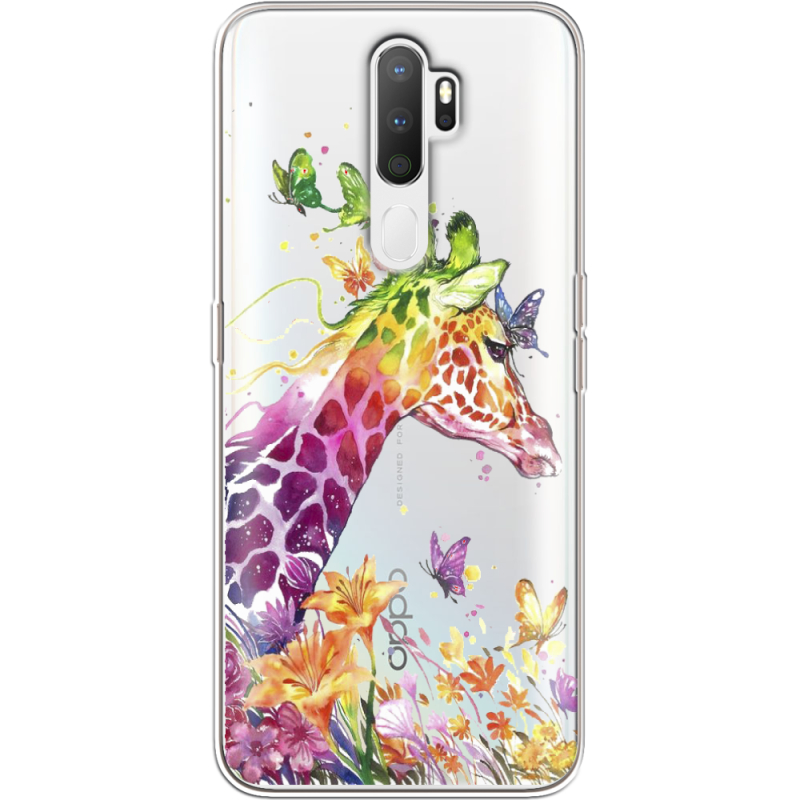 Прозрачный чехол Uprint OPPO A5 2020 Colorful Giraffe