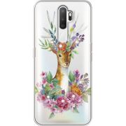 Чехол со стразами OPPO A5 2020 Deer with flowers