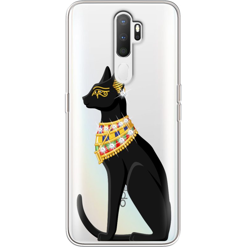 Чехол со стразами OPPO A5 2020 Egipet Cat