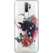 Чехол со стразами OPPO A5 2020 Cat in Flowers