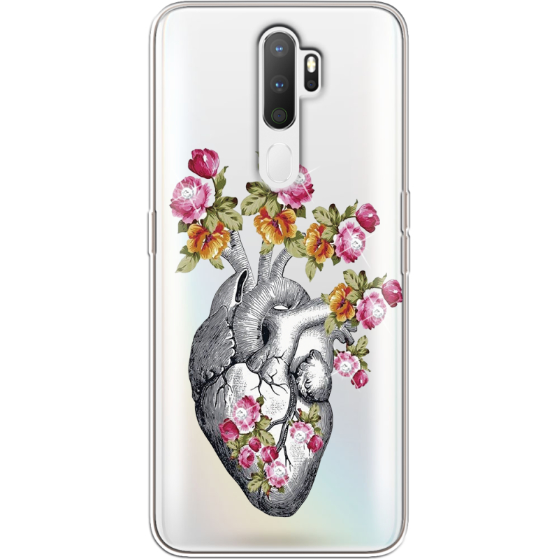 Чехол со стразами OPPO A5 2020 Heart