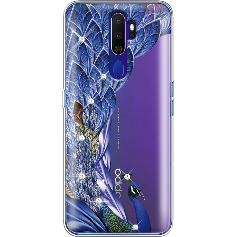 Чехол со стразами OPPO A9 2020 Peafowl