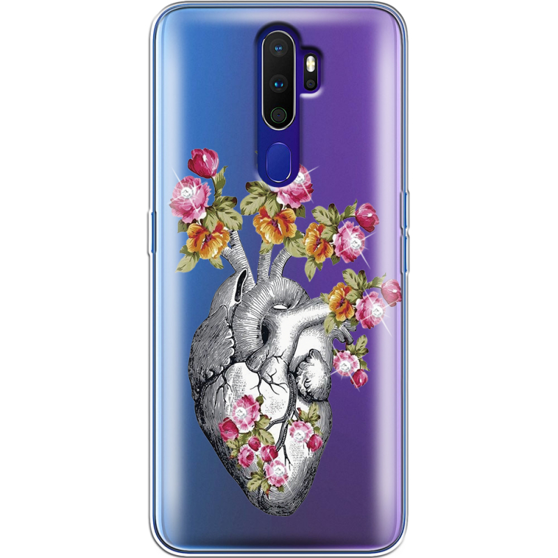 Чехол со стразами OPPO A9 2020 Heart
