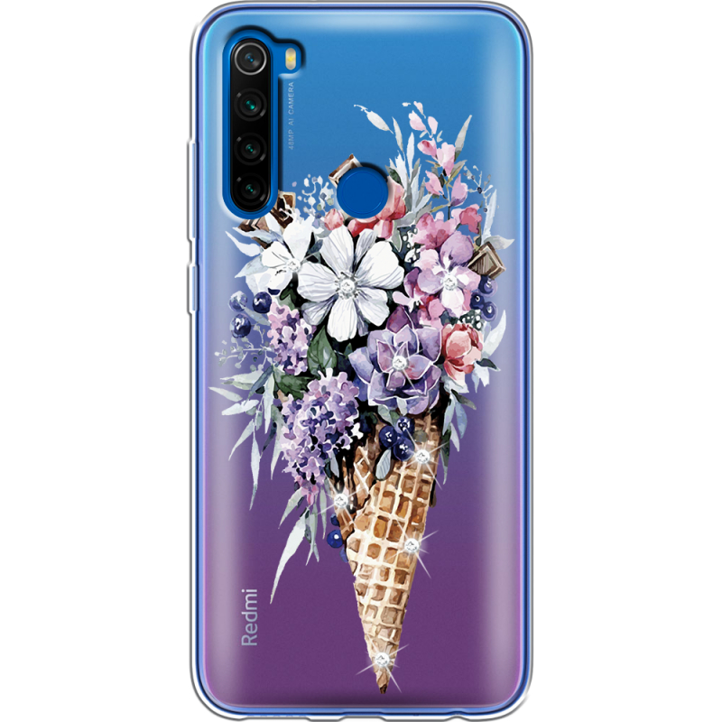 Чехол со стразами Xiaomi Redmi Note 8T Ice Cream Flowers