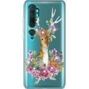 Чехол со стразами Xiaomi Mi Note 10 / Mi Note 10 Pro Deer with flowers