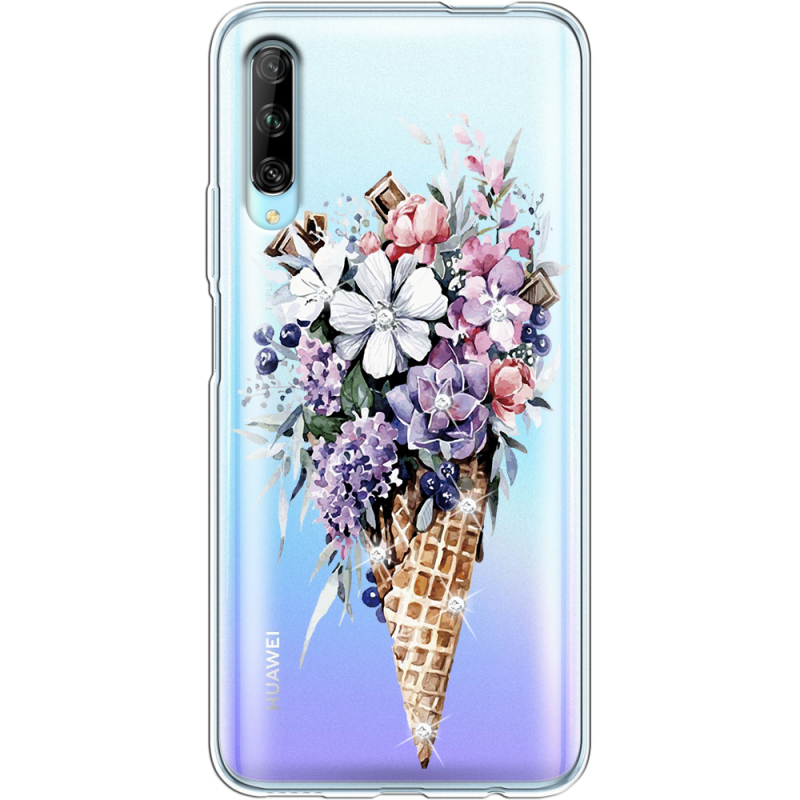 Чехол со стразами Huawei P Smart Pro Ice Cream Flowers