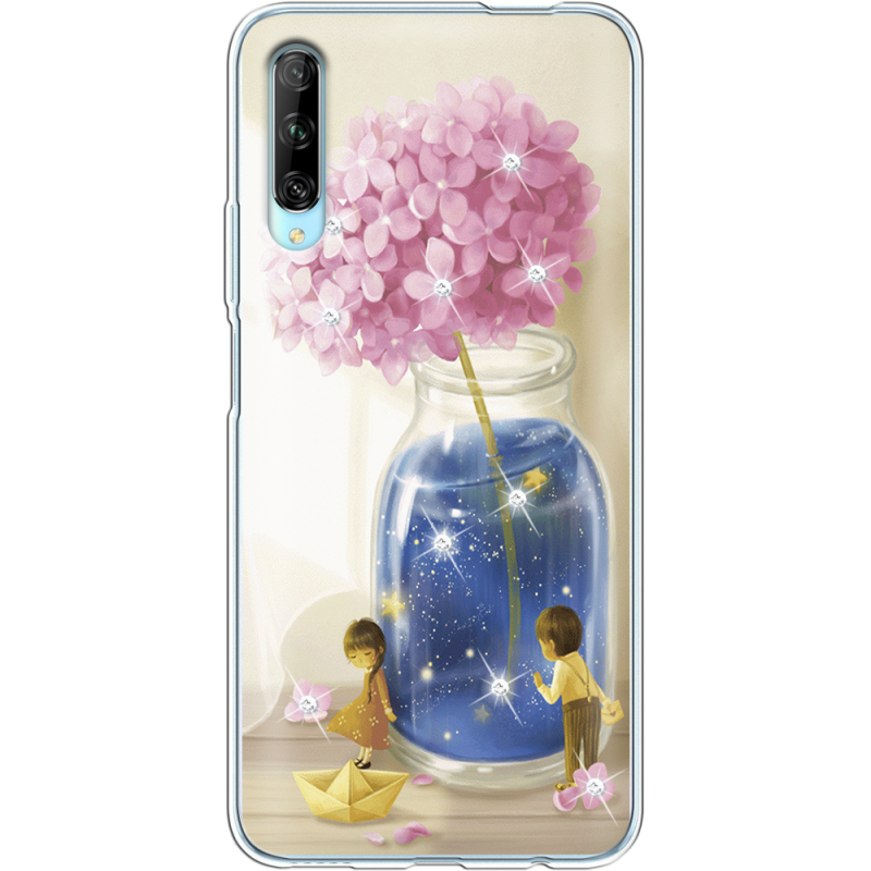 Чехол со стразами Huawei P Smart Pro Little Boy and Girl