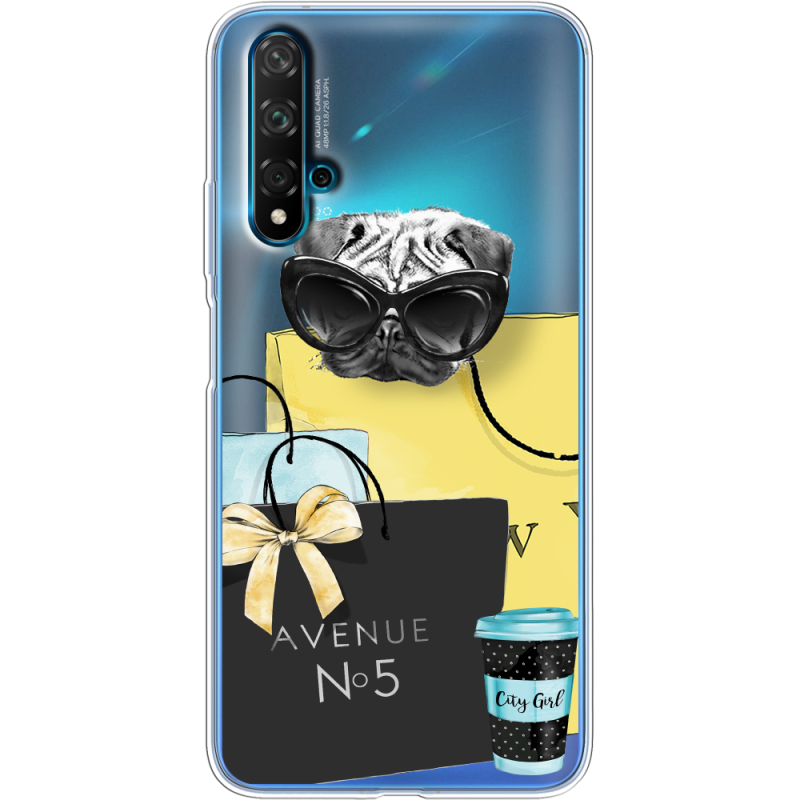 Прозрачный чехол Uprint Huawei Nova 5T Fashion Pug