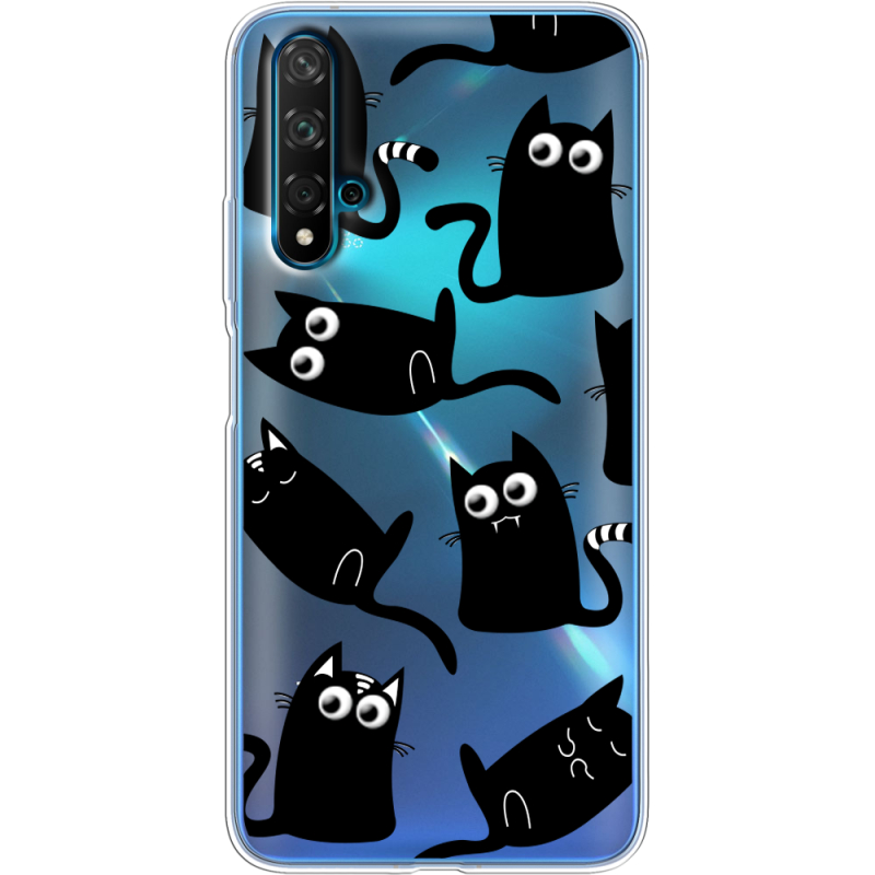 Прозрачный чехол Uprint Huawei Nova 5T с 3D-глазками Black Kitty