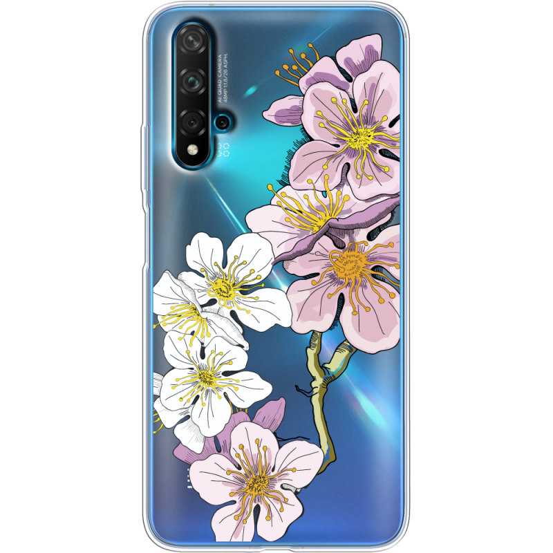 Прозрачный чехол Uprint Huawei Nova 5T Cherry Blossom