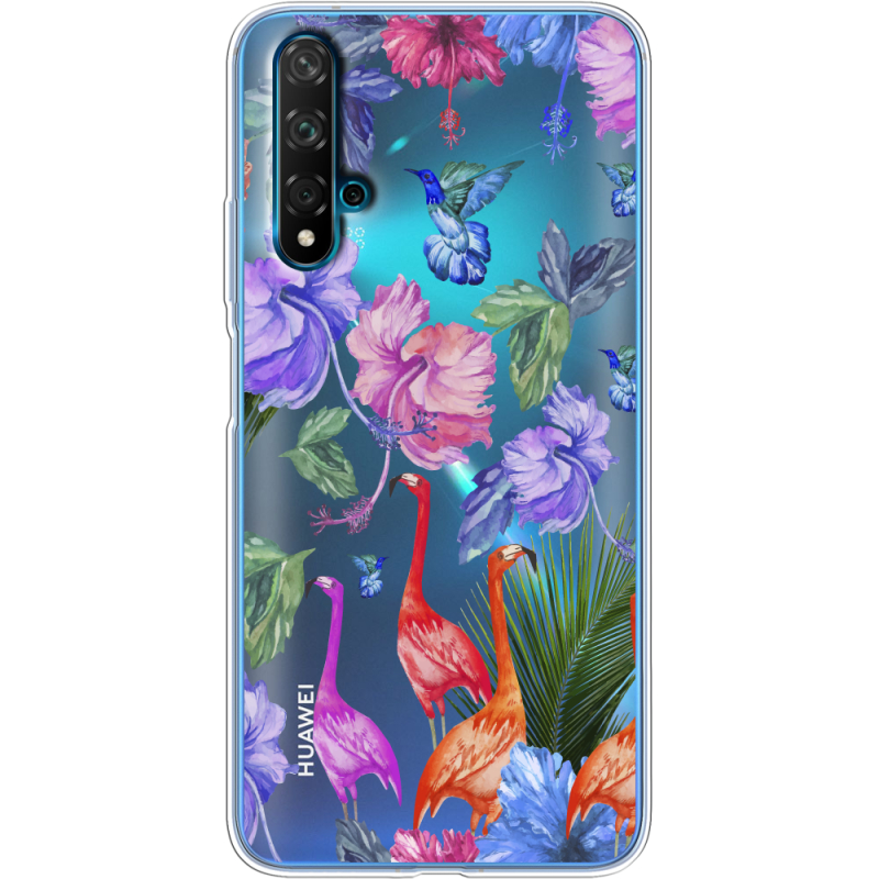 Прозрачный чехол Uprint Huawei Nova 5T Flamingo