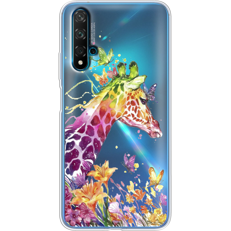 Прозрачный чехол Uprint Huawei Nova 5T Colorful Giraffe