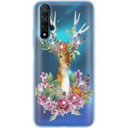 Чехол со стразами Huawei Nova 5T Deer with flowers