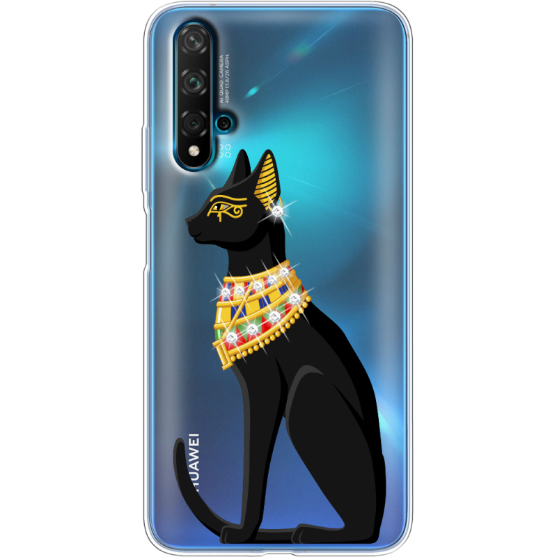Чехол со стразами Huawei Nova 5T Egipet Cat