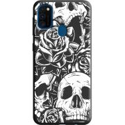 Черный чехол Uprint Samsung M307 Galaxy M30s Skull and Roses