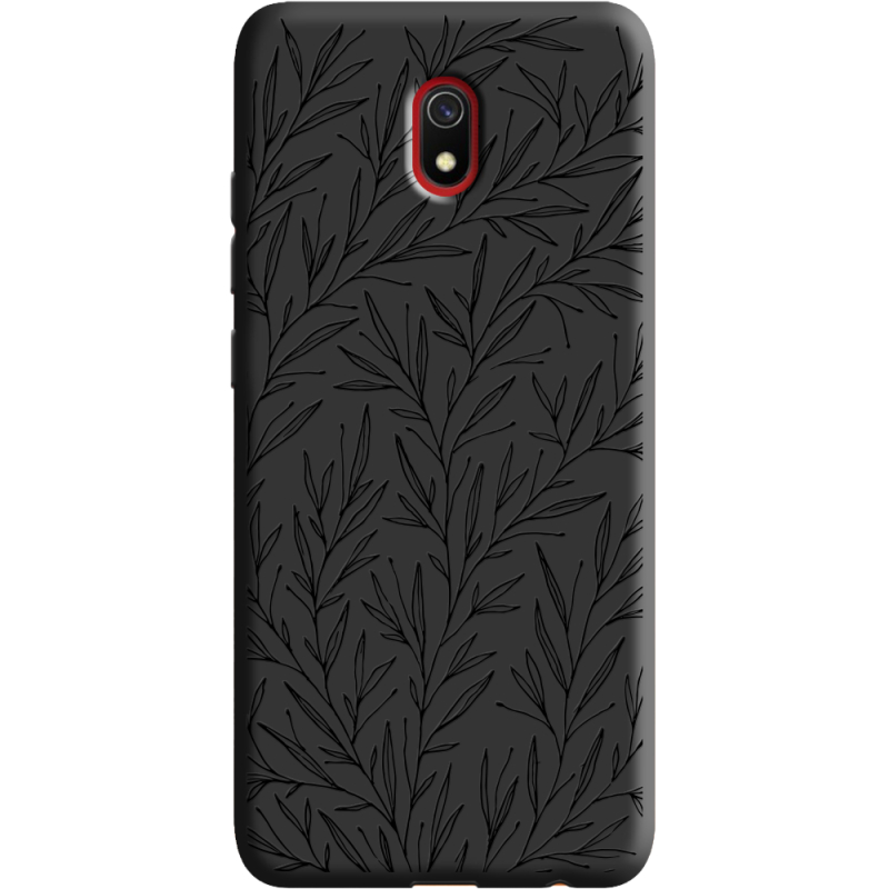 Черный чехол Uprint Xiaomi Redmi 8A Leaves