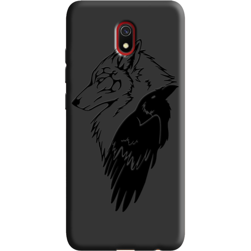 Черный чехол Uprint Xiaomi Redmi 8A Wolf and Raven