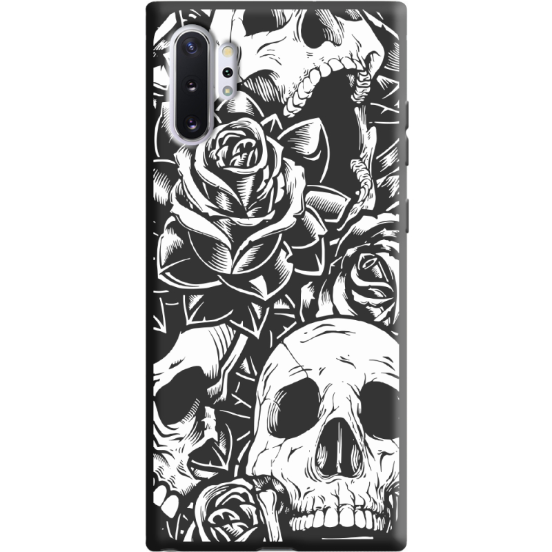 Черный чехол Uprint Samsung N975 Galaxy Note 10 Plus Skull and Roses