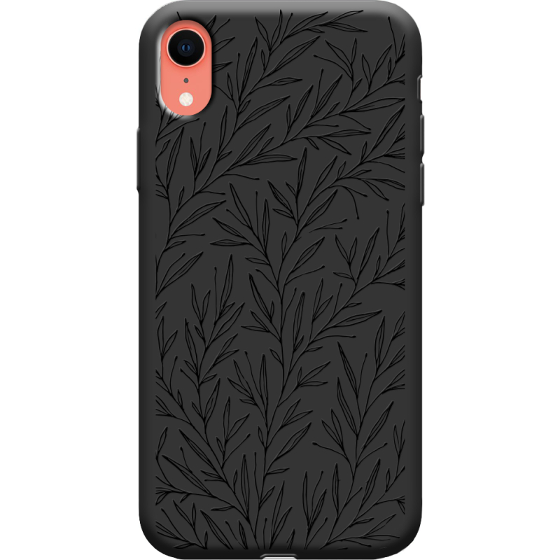 Черный чехол Uprint Apple iPhone XR Leaves