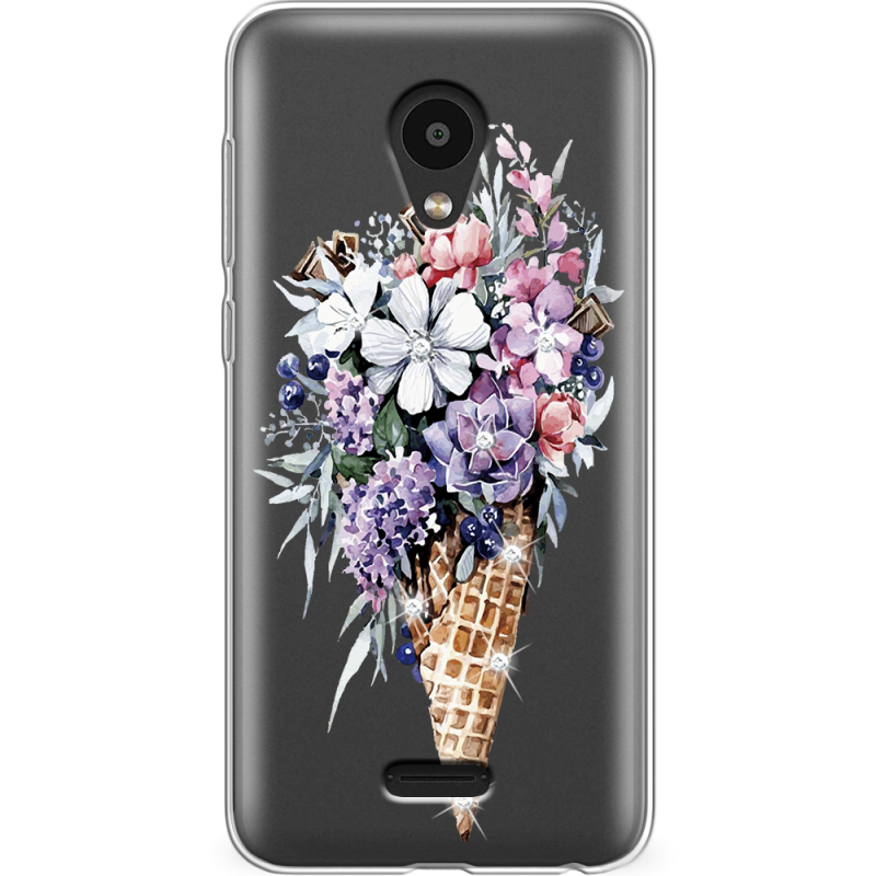 Чехол со стразами Meizu C9 Pro Ice Cream Flowers
