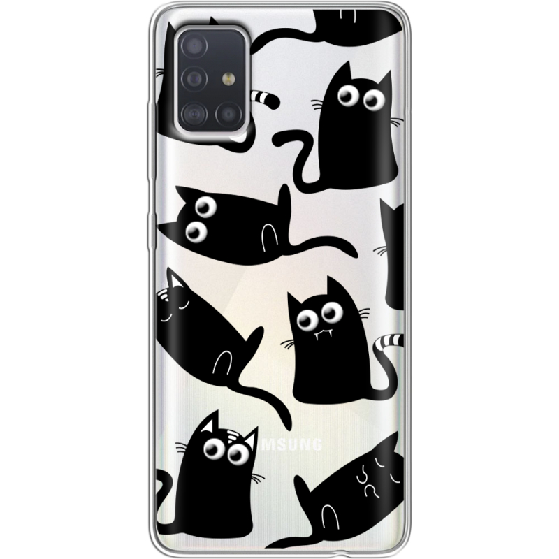 Прозрачный чехол BoxFace Samsung A515 Galaxy A51 с 3D-глазками Black Kitty