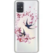 Чехол со стразами Samsung A515 Galaxy A51 Swallows and Bloom