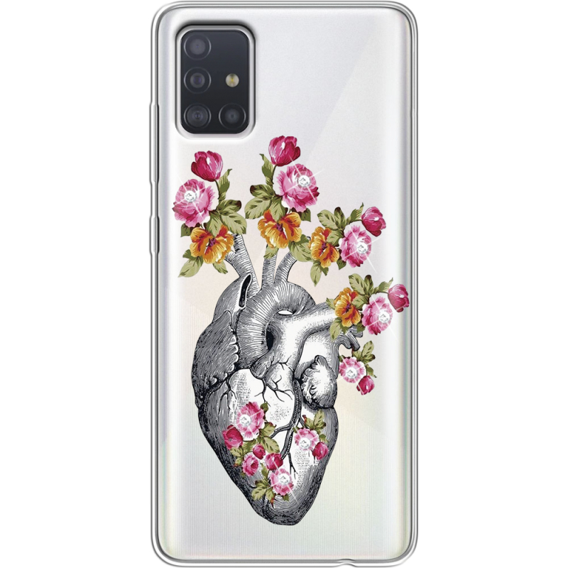 Чехол со стразами Samsung A515 Galaxy A51 Heart