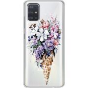 Чехол со стразами Samsung A515 Galaxy A51 Ice Cream Flowers