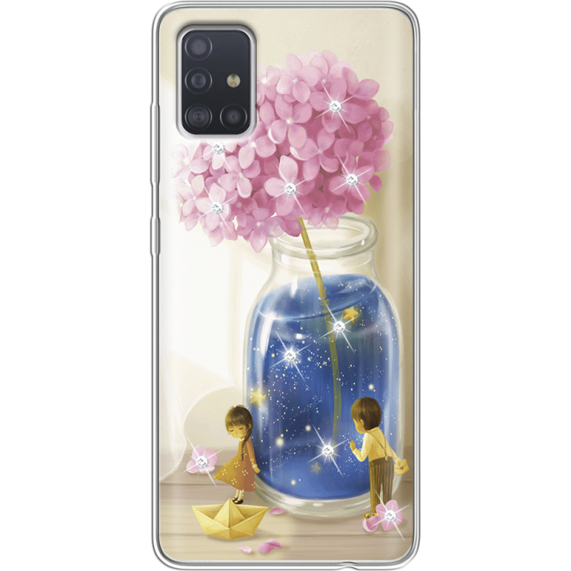 Чехол со стразами Samsung A515 Galaxy A51 Little Boy and Girl