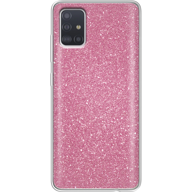 Чехол с блёстками Samsung A515 Galaxy A51 Розовый