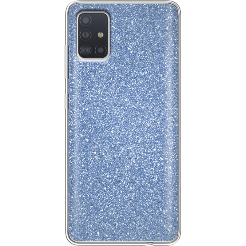 Чехол с блёстками Samsung A515 Galaxy A51 Голубой