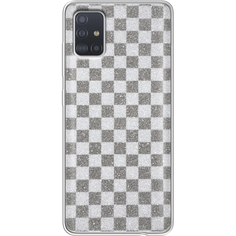 Чехол с блёстками Samsung A515 Galaxy A51 Шахматы
