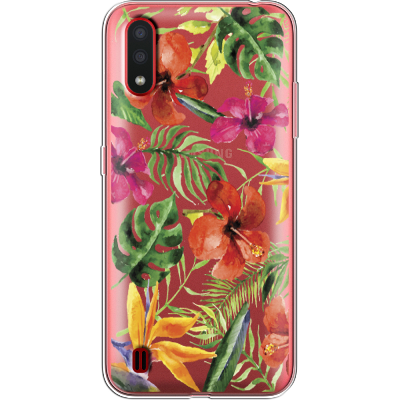 Прозрачный чехол BoxFace Samsung A015 Galaxy A01 Tropical Flowers