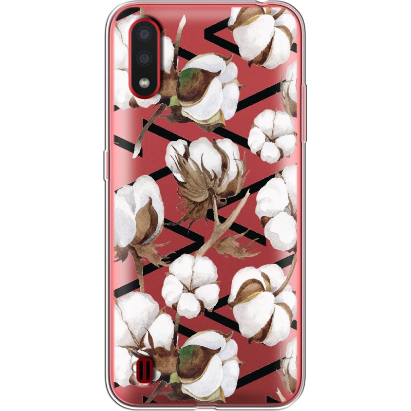 Прозрачный чехол BoxFace Samsung A015 Galaxy A01 Cotton flowers