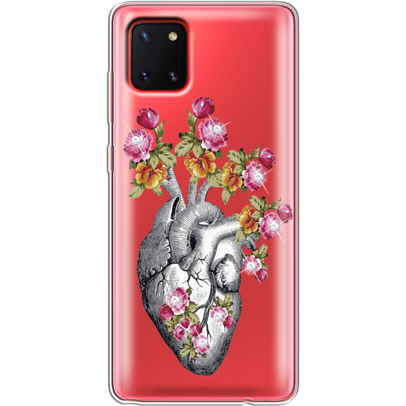 Чехол со стразами Samsung N770 Galaxy Note 10 Lite Heart