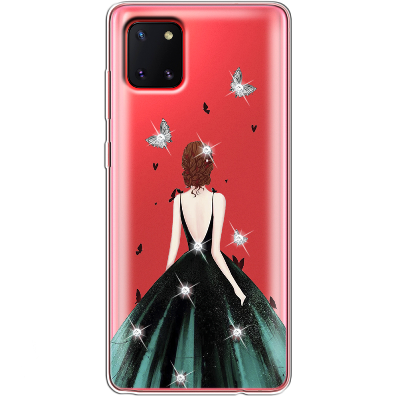 Чехол со стразами Samsung N770 Galaxy Note 10 Lite Girl in the green dress