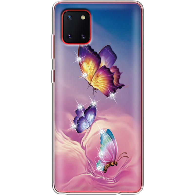 Чехол со стразами Samsung N770 Galaxy Note 10 Lite Butterflies