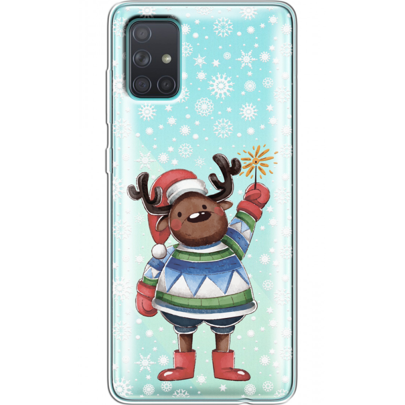 Прозрачный чехол BoxFace Samsung A715 Galaxy A71 Christmas Deer with Snow