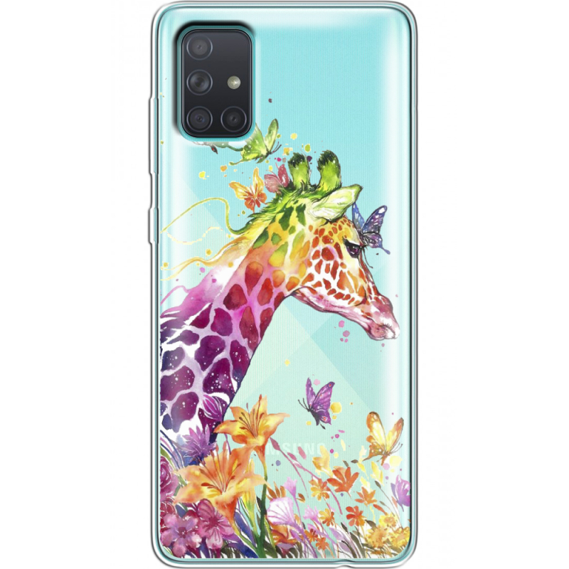Прозрачный чехол BoxFace Samsung A715 Galaxy A71 Colorful Giraffe