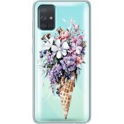 Чехол со стразами Samsung A715 Galaxy A71 Ice Cream Flowers