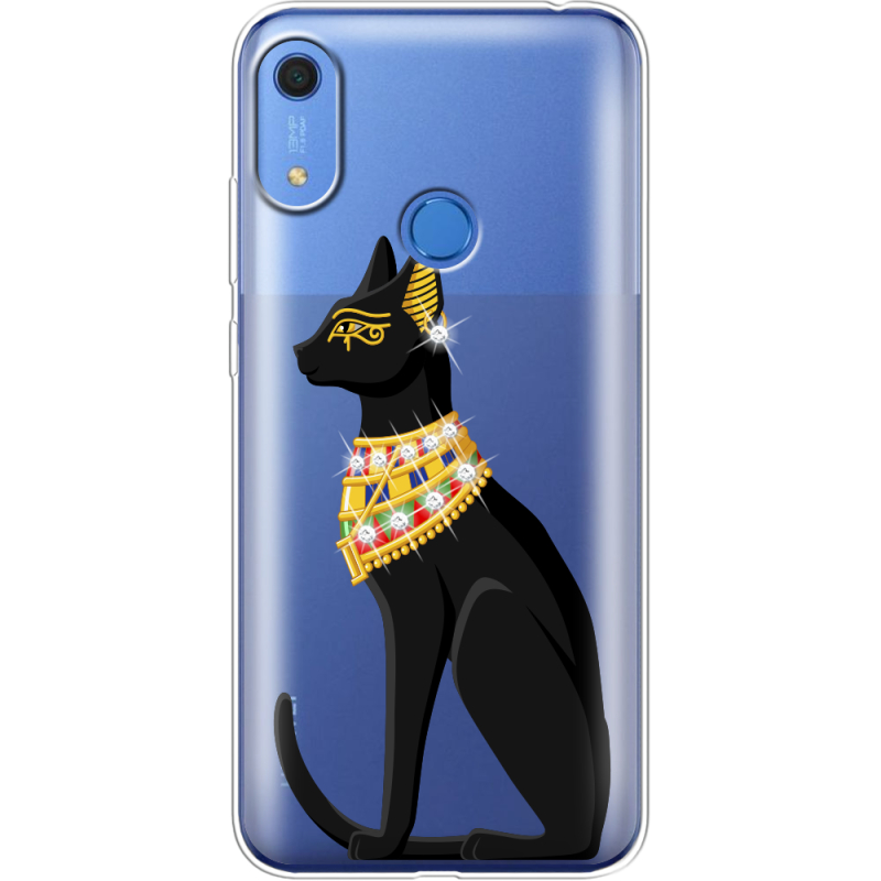 Чехол со стразами Huawei Y6s Egipet Cat