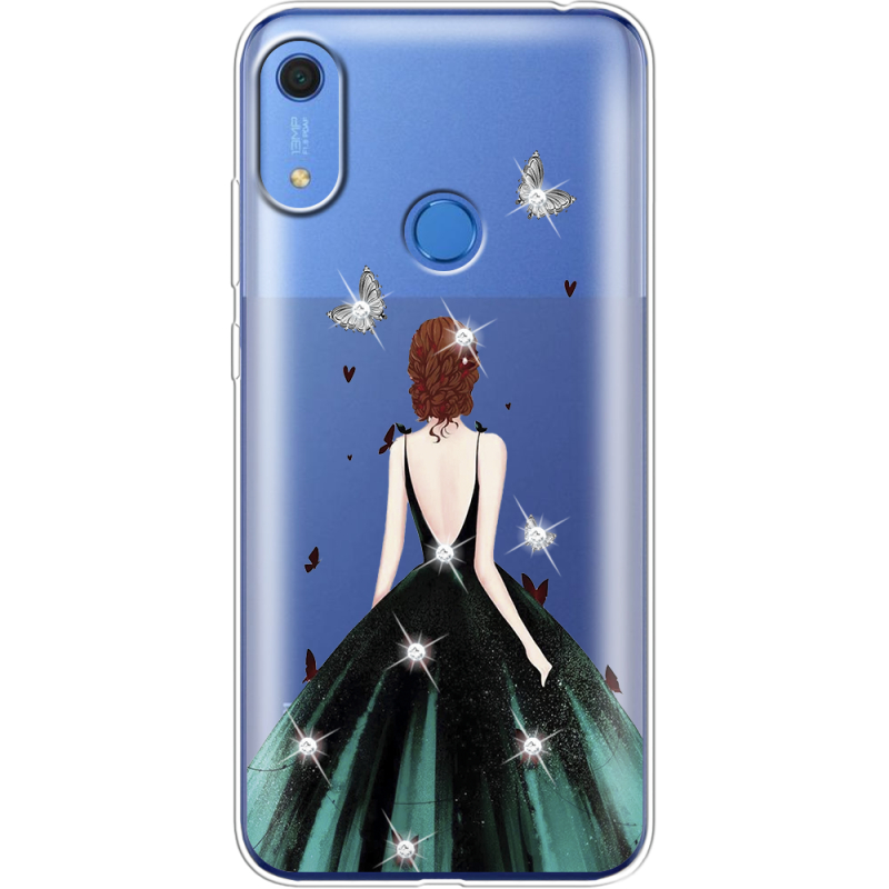 Чехол со стразами Huawei Y6s Girl in the green dress