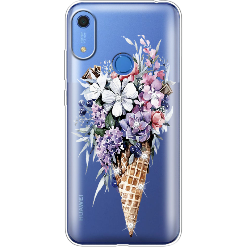 Чехол со стразами Huawei Y6s Ice Cream Flowers