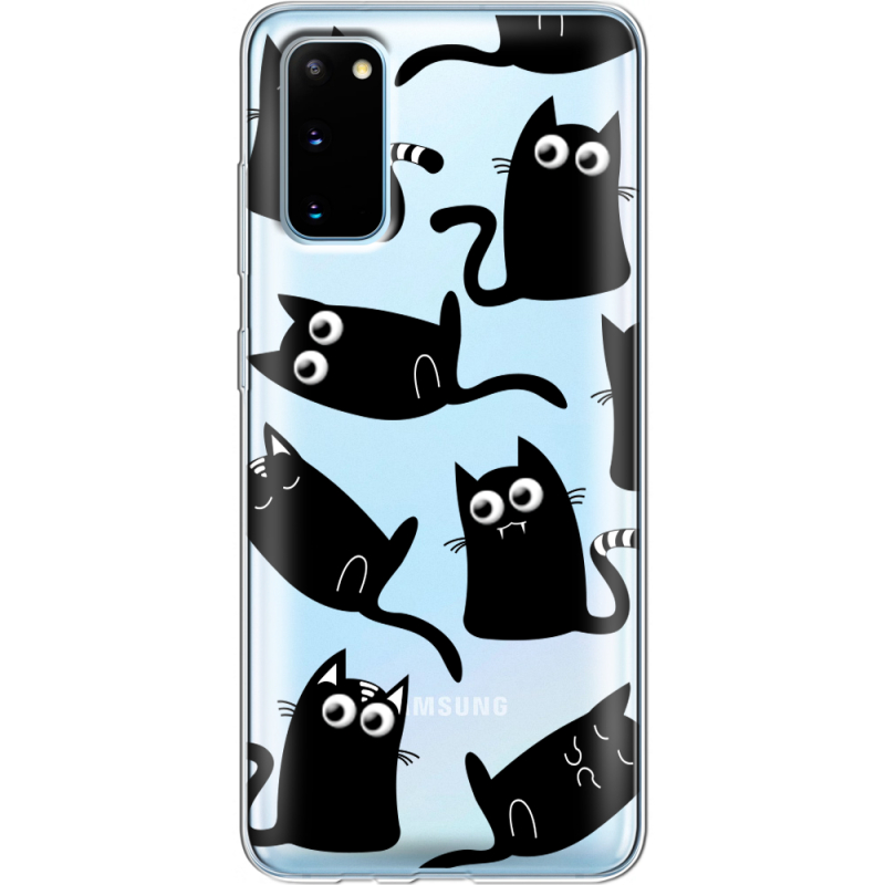 Прозрачный чехол BoxFace Samsung G980 Galaxy S20 с 3D-глазками Black Kitty