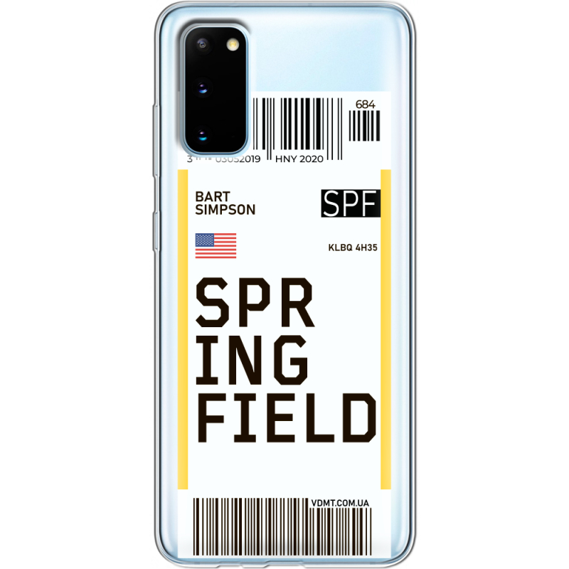 Прозрачный чехол BoxFace Samsung G980 Galaxy S20 Ticket Springfield