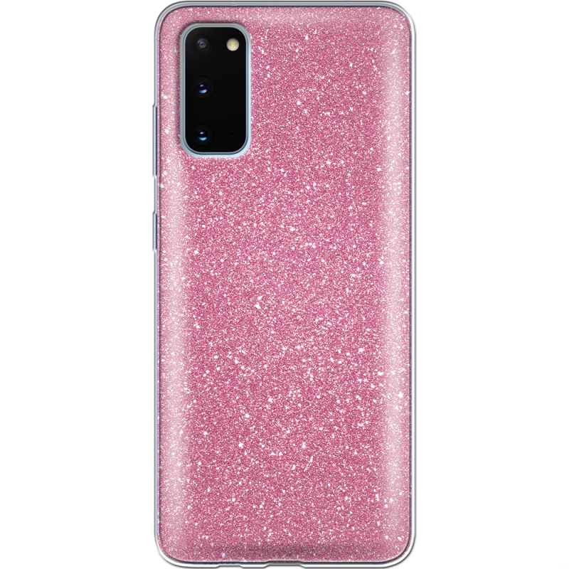 Чехол с блёстками Samsung G980 Galaxy S20 Розовый