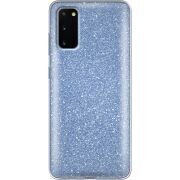 Чехол с блёстками Samsung G980 Galaxy S20 Голубой