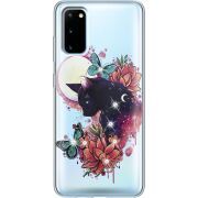 Чехол со стразами Samsung G980 Galaxy S20 Cat in Flowers