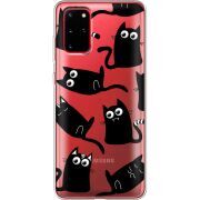 Прозрачный чехол BoxFace Samsung G985 Galaxy S20 Plus с 3D-глазками Black Kitty